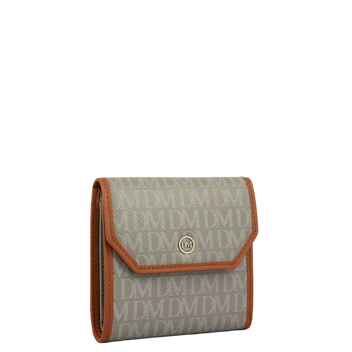 Monogram Leather Ladies Wallet - Stone Grey
