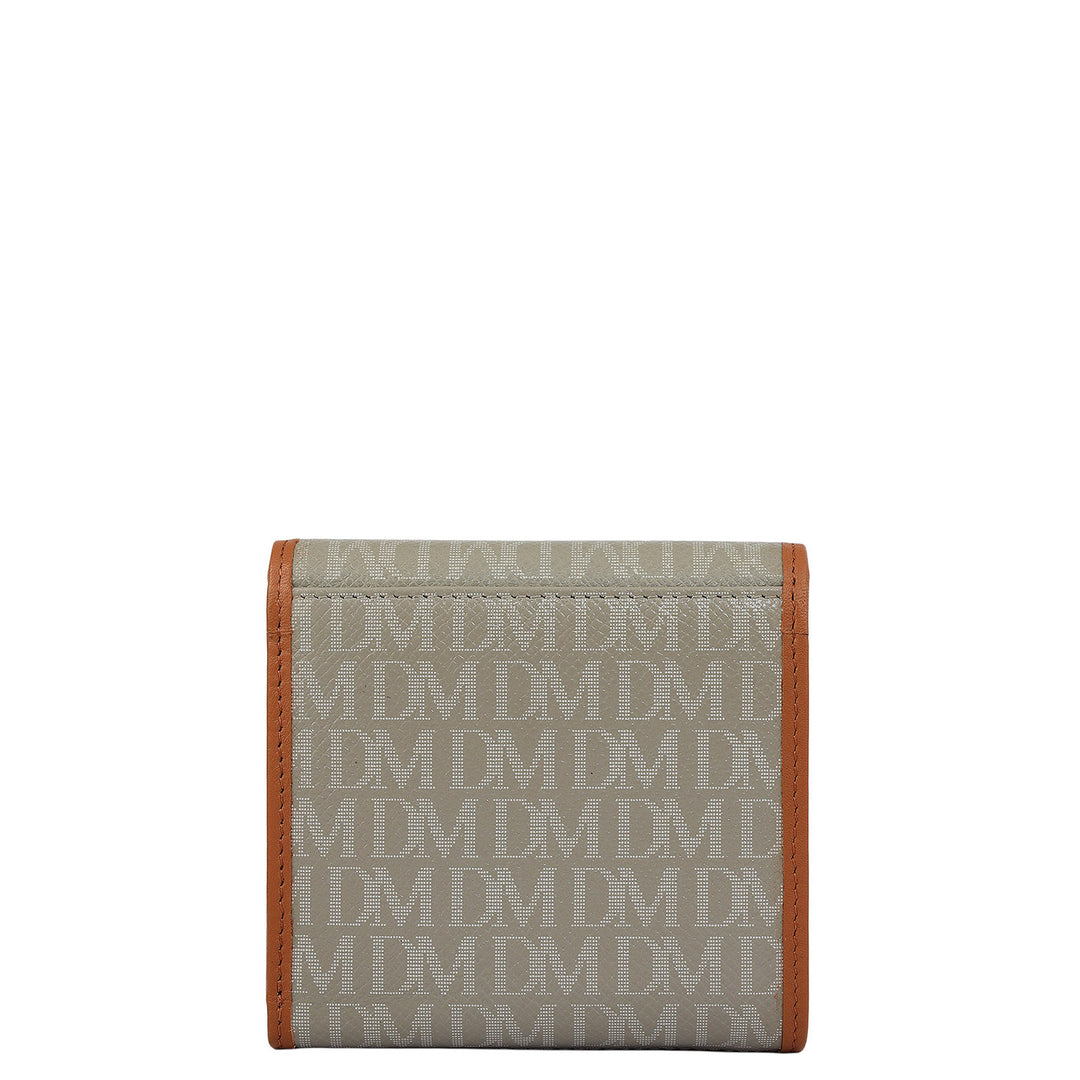 Monogram Leather Ladies Wallet - Stone Grey