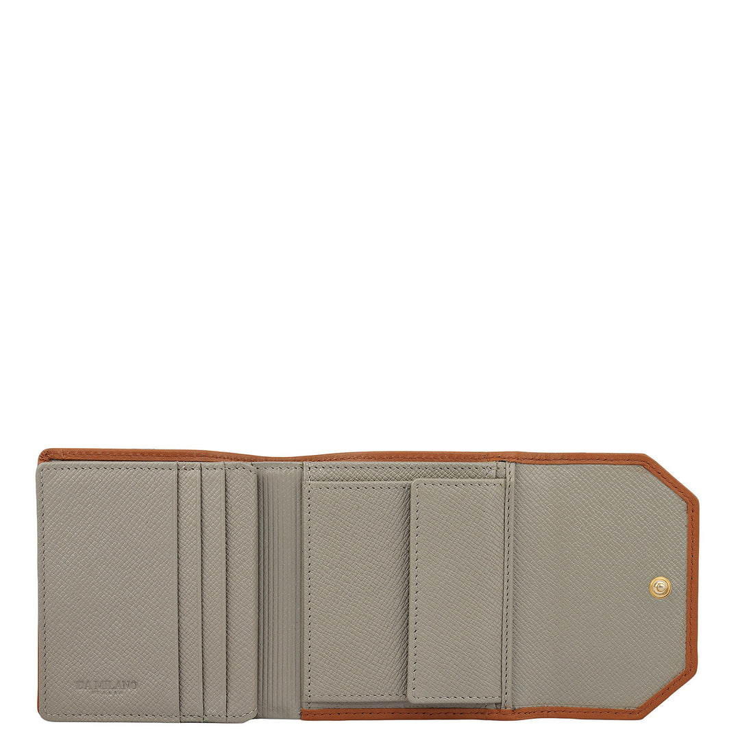 Monogram Leather Ladies Wallet - Stone Grey