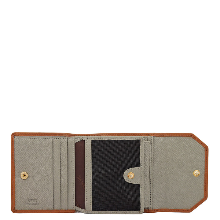Monogram Leather Ladies Wallet - Stone Grey