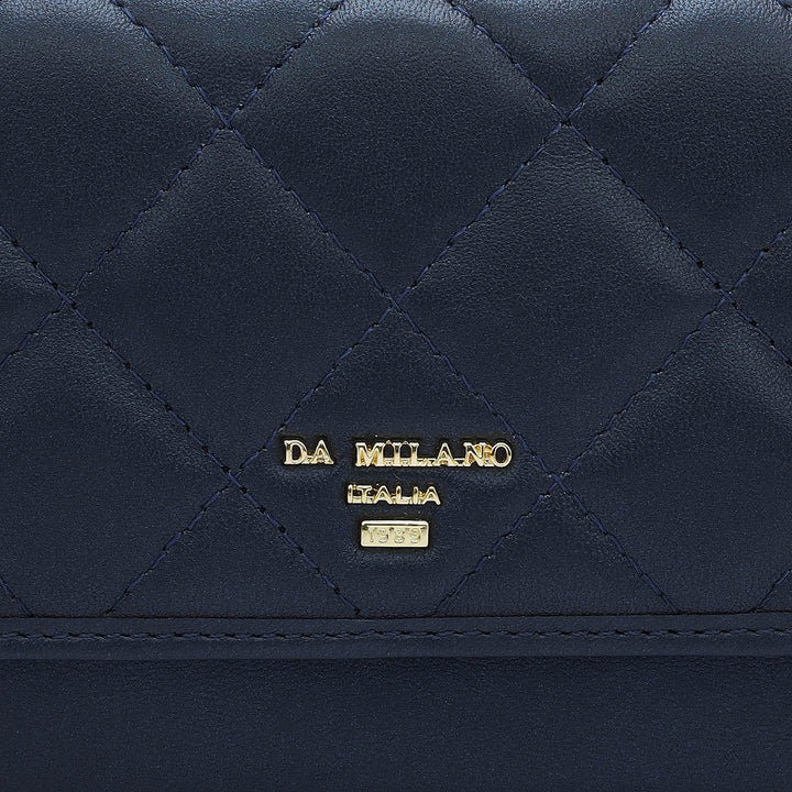 Quilting Plain Leather Ladies Wallet - Mid Night Blue