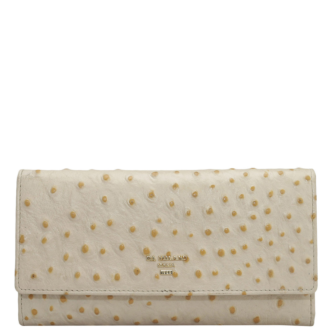 Ostrich Leather Ladies Wallet - Vanilla
