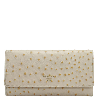Ostrich Leather Ladies Wallet - Vanilla
