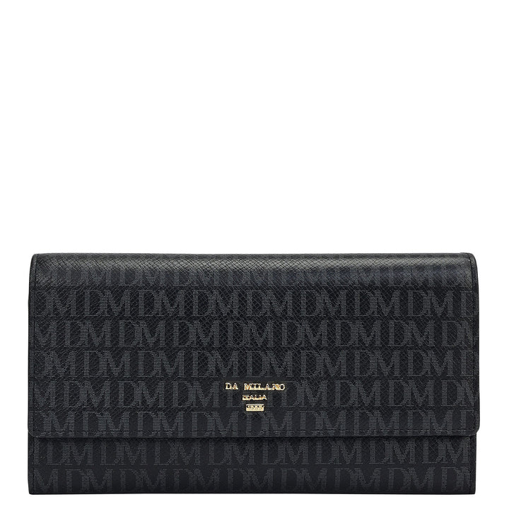 Monogram Leather Ladies Wallet - Black