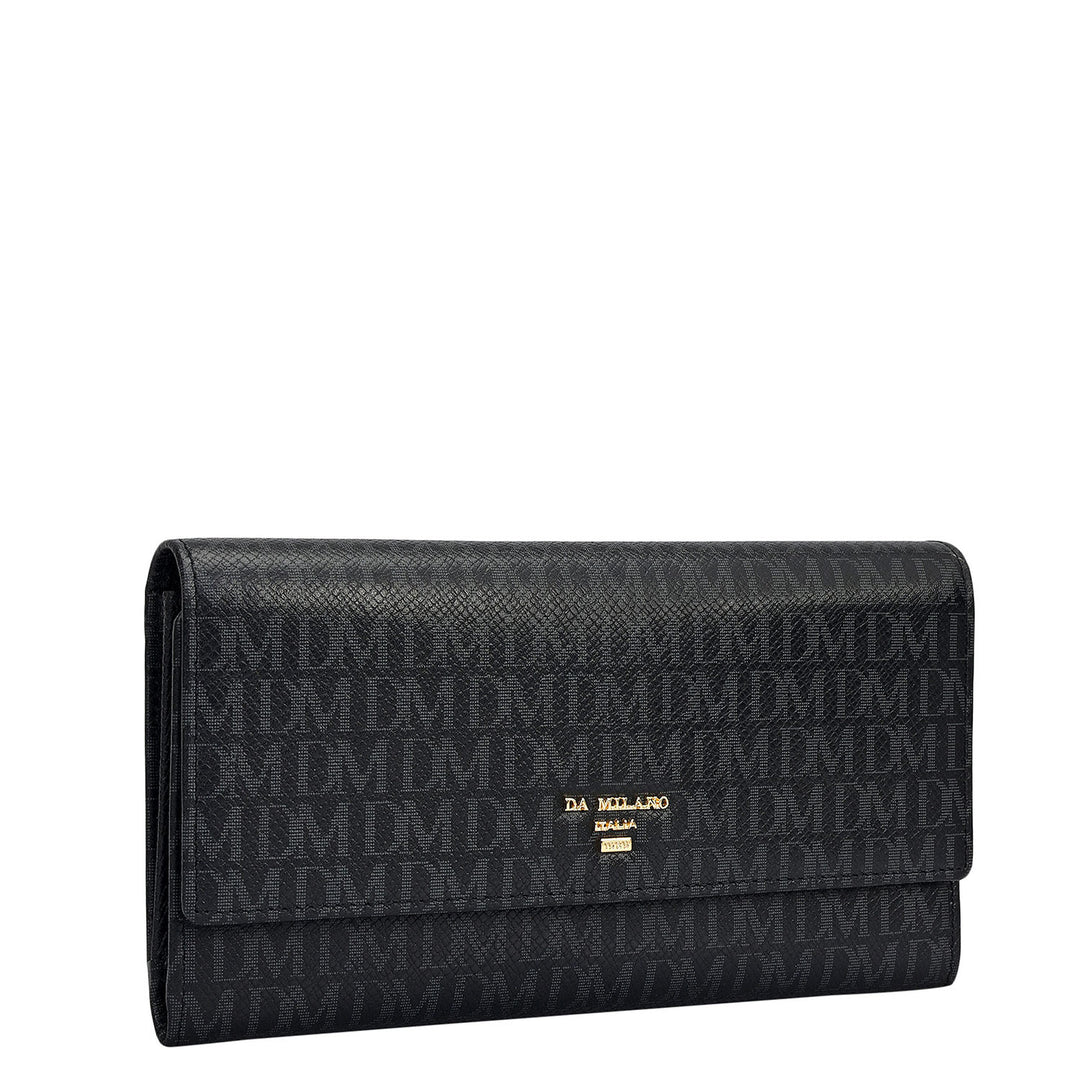 Monogram Leather Ladies Wallet - Black