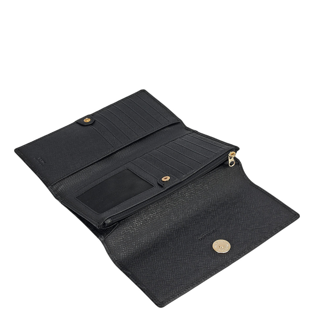 Monogram Leather Ladies Wallet - Black