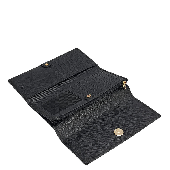 Monogram Leather Ladies Wallet - Black