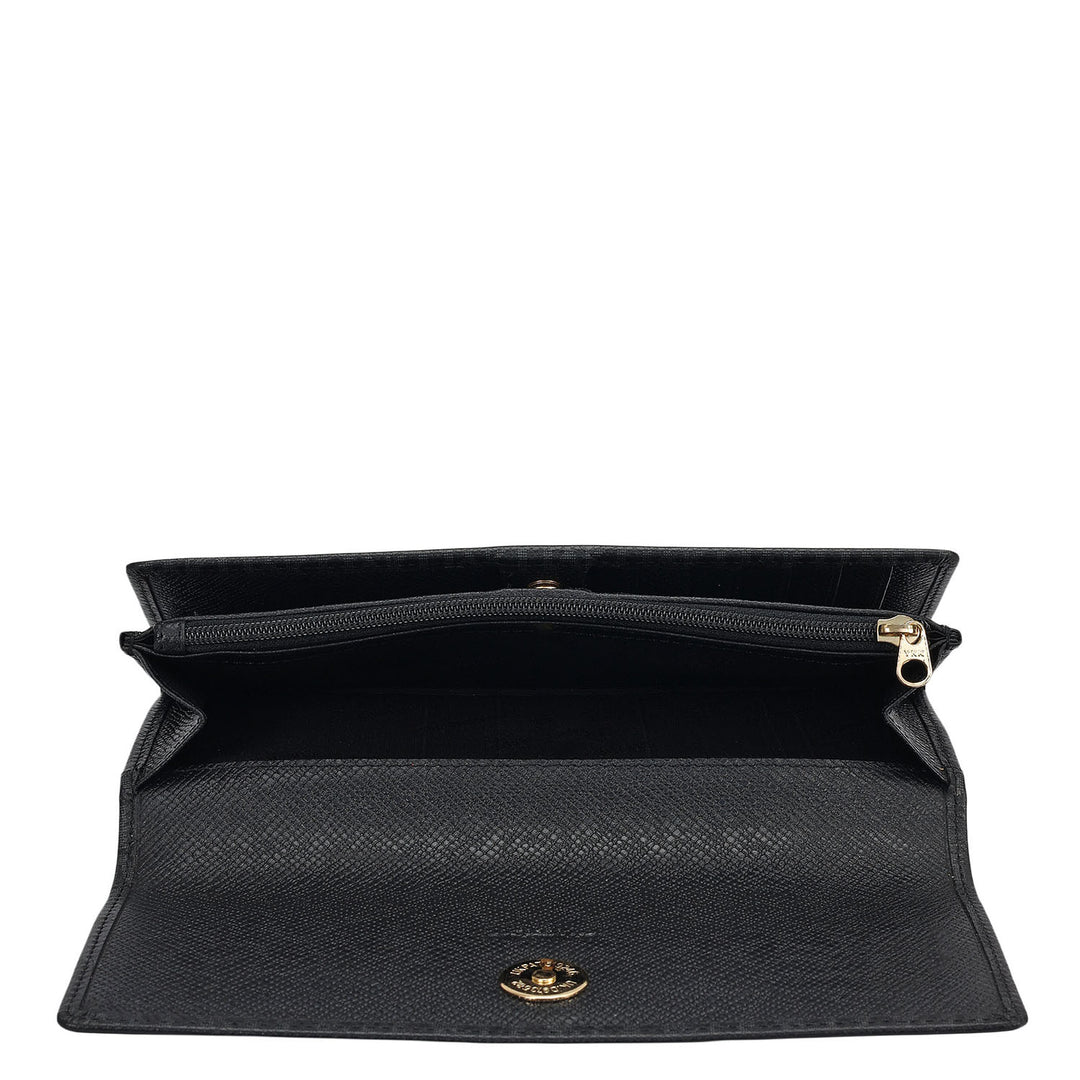 Monogram Leather Ladies Wallet - Black