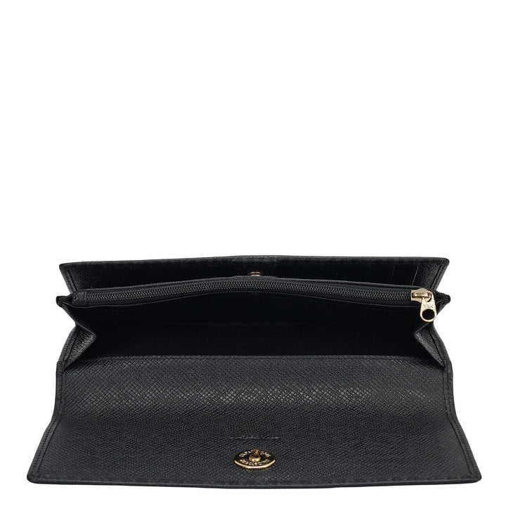 Monogram Leather Ladies Wallet - Black