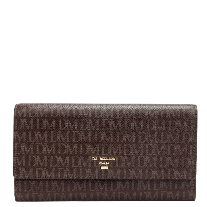 Monogram Leather Ladies Wallet - Chocolate