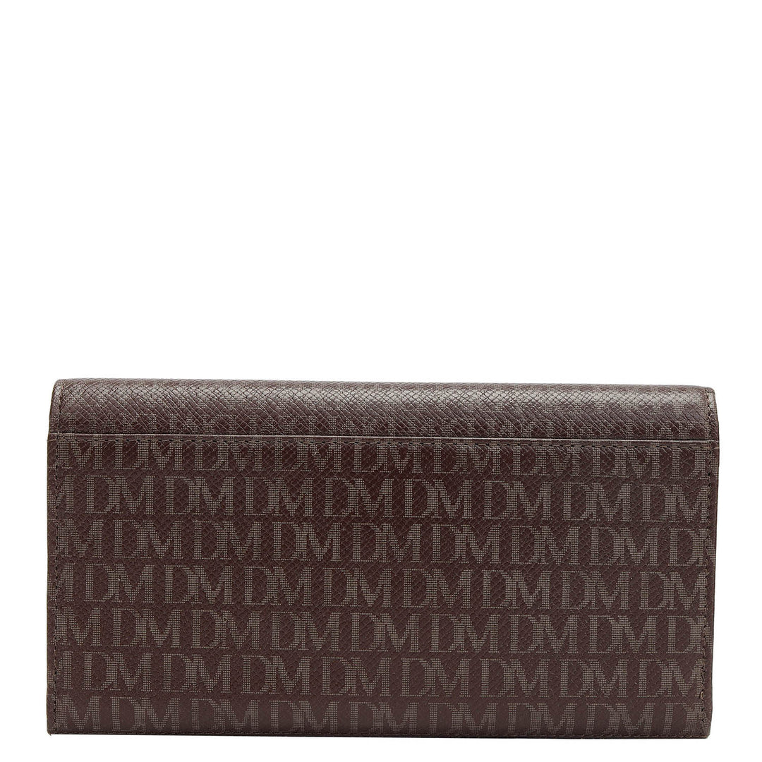 Monogram Leather Ladies Wallet - Chocolate