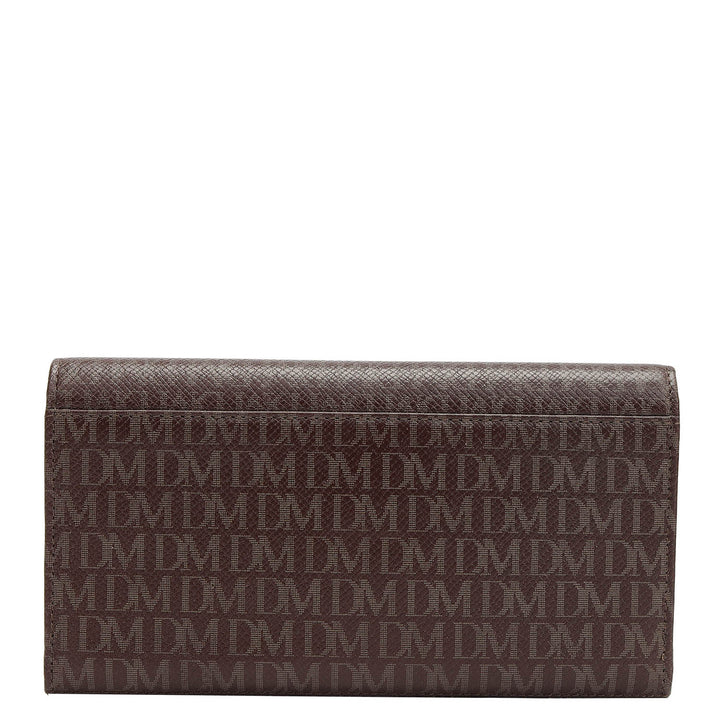 Monogram Leather Ladies Wallet - Chocolate