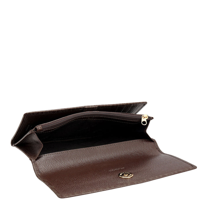 Monogram Leather Ladies Wallet - Chocolate