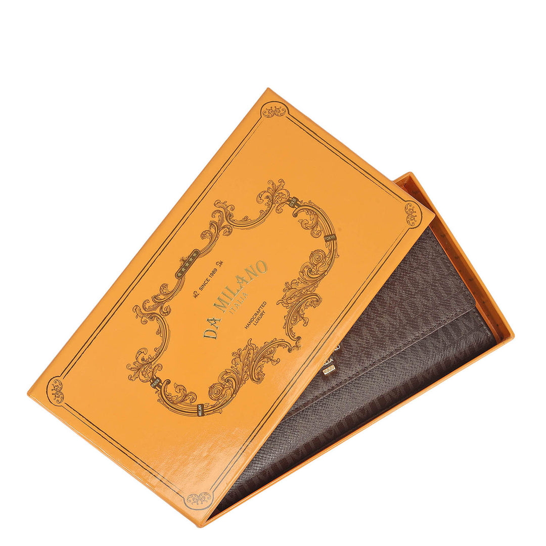 Monogram Leather Ladies Wallet - Chocolate