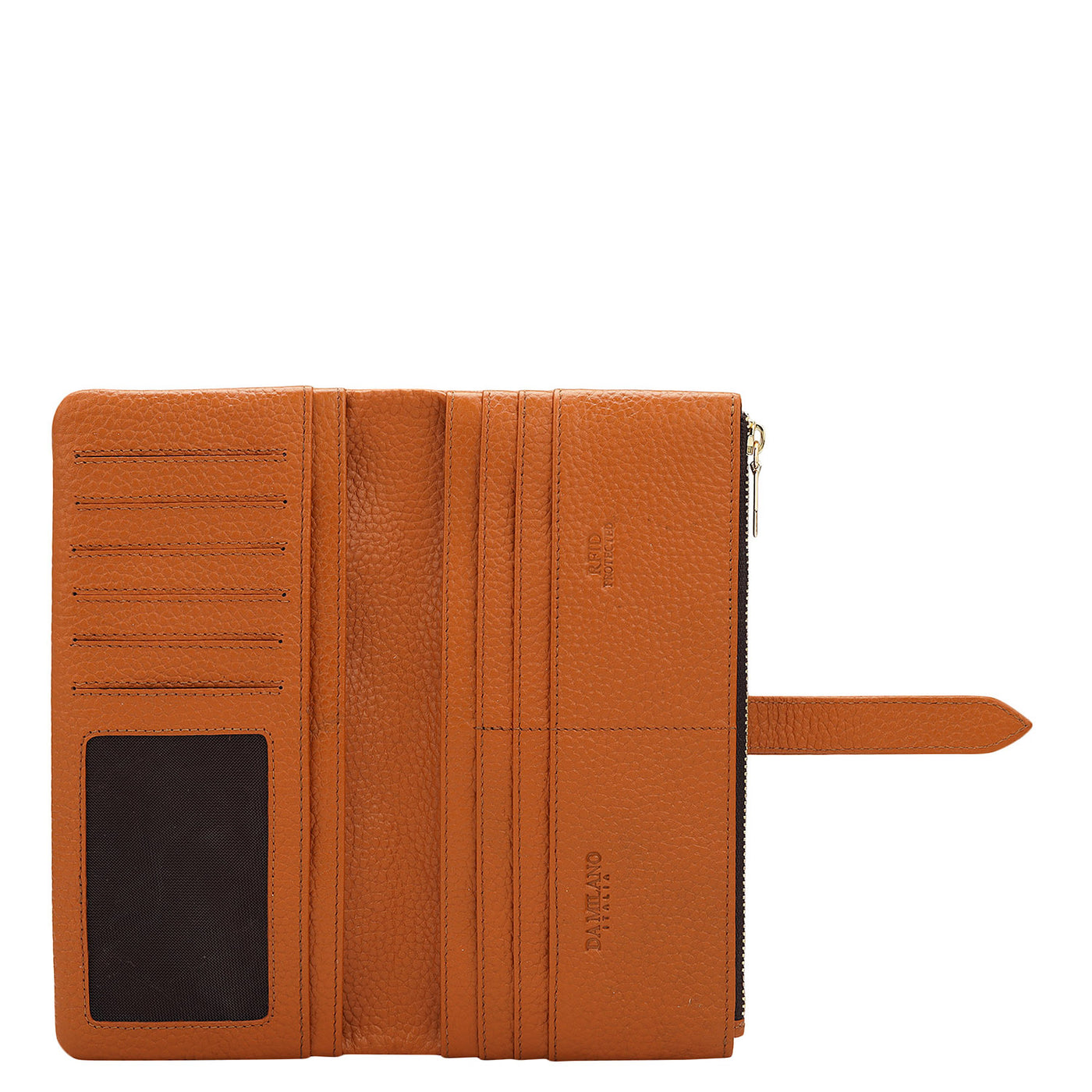 Wax Leather Ladies Wallet - Orange