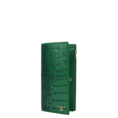 Croco Leather Ladies Wallet - Sea Weed