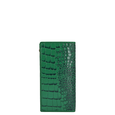 Croco Leather Ladies Wallet - Sea Weed