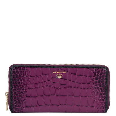 Croco Leather Ladies Wallet - Orchid