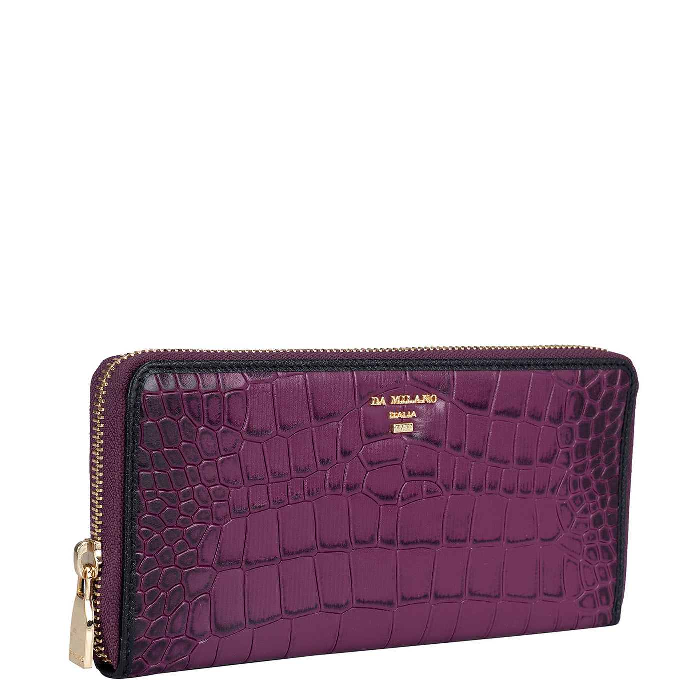 Croco Leather Ladies Wallet - Orchid