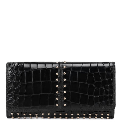 Croco Leather Ladies Wallet - Black