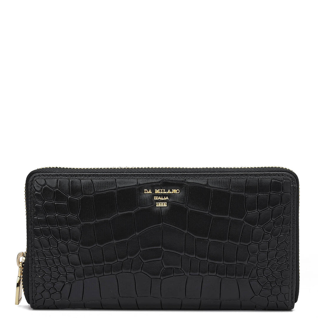 Croco Leather Ladies Wallet - Black