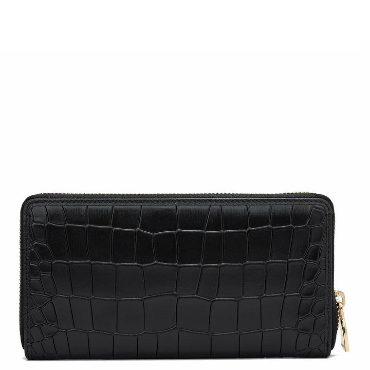 Croco Leather Ladies Wallet - Black