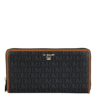 Monogram Leather Ladies Wallet - Black