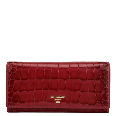 Croco Leather Ladies Wallet - Plumberry