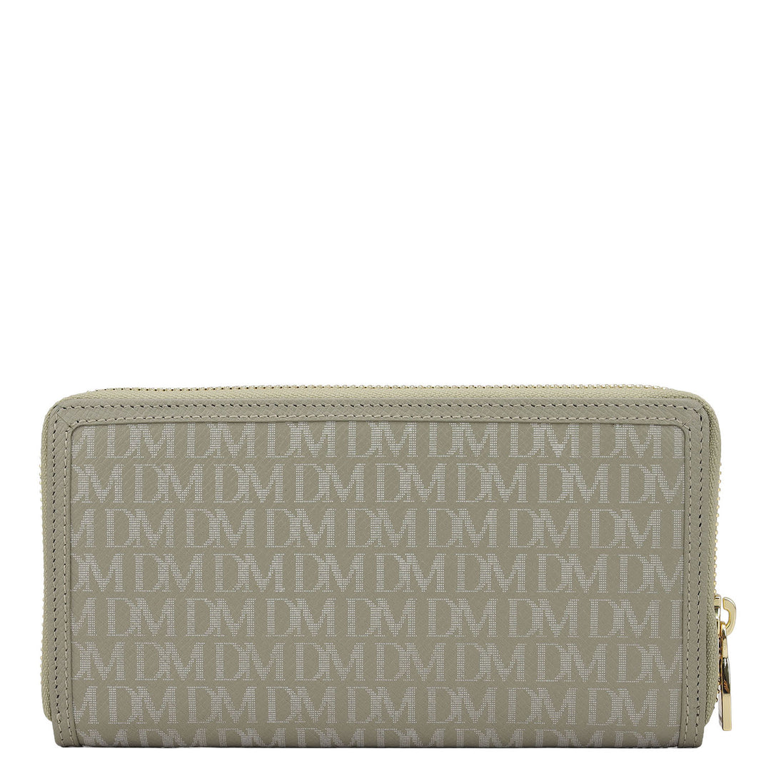 Monogram Franzy Leather Ladies Wallet - Stone Grey
