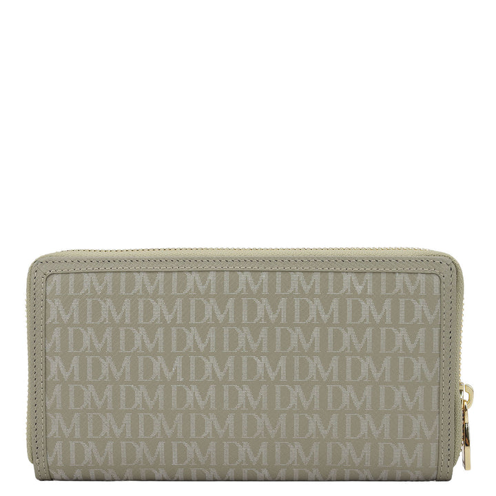Monogram Franzy Leather Ladies Wallet - Stone Grey