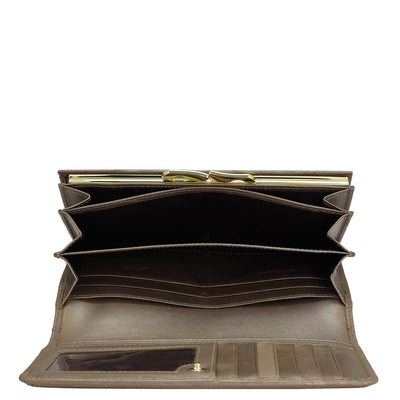Quilting Plain Leather Ladies Wallet - Bronze