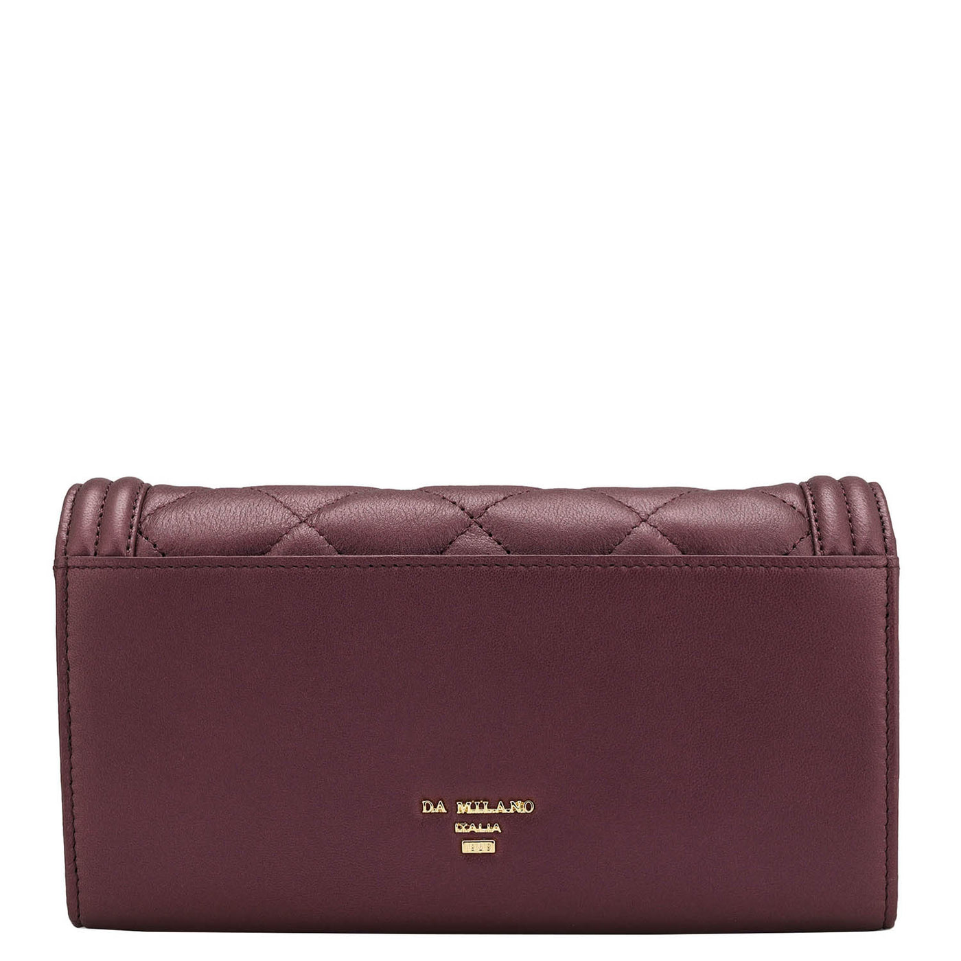 Quilting Plain Leather Ladies Wallet - Plum