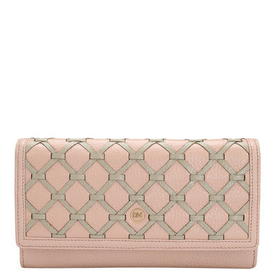 Wax Leather Ladies Wallet - Baby Pink