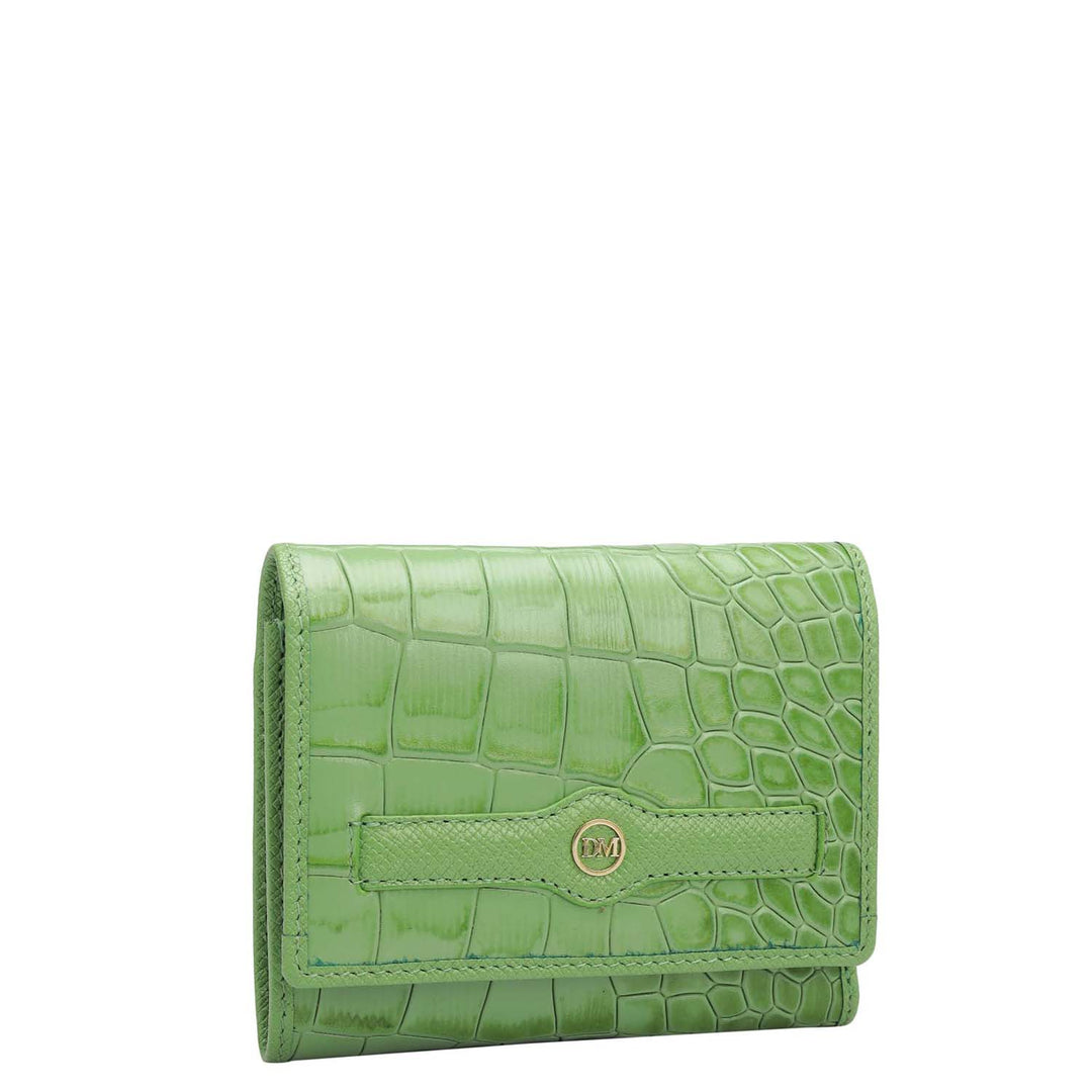 Croco Leather Ladies Wallet - Kiwi