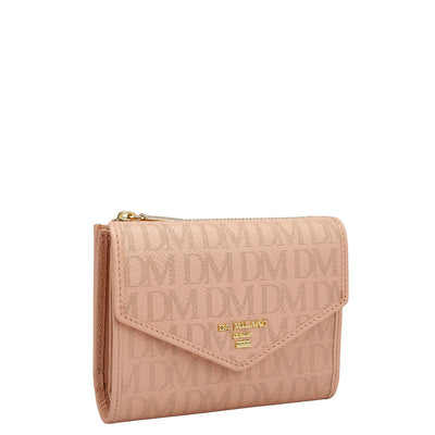 Monogram Leather Ladies Wallet - Peach