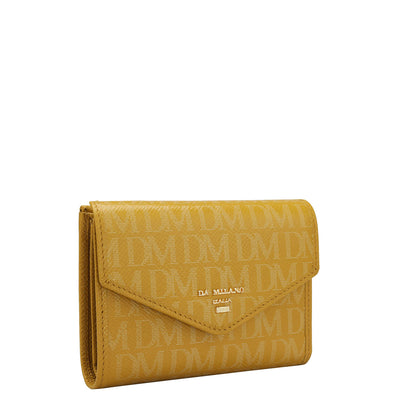 Monogram Leather Ladies Wallet - Mustard