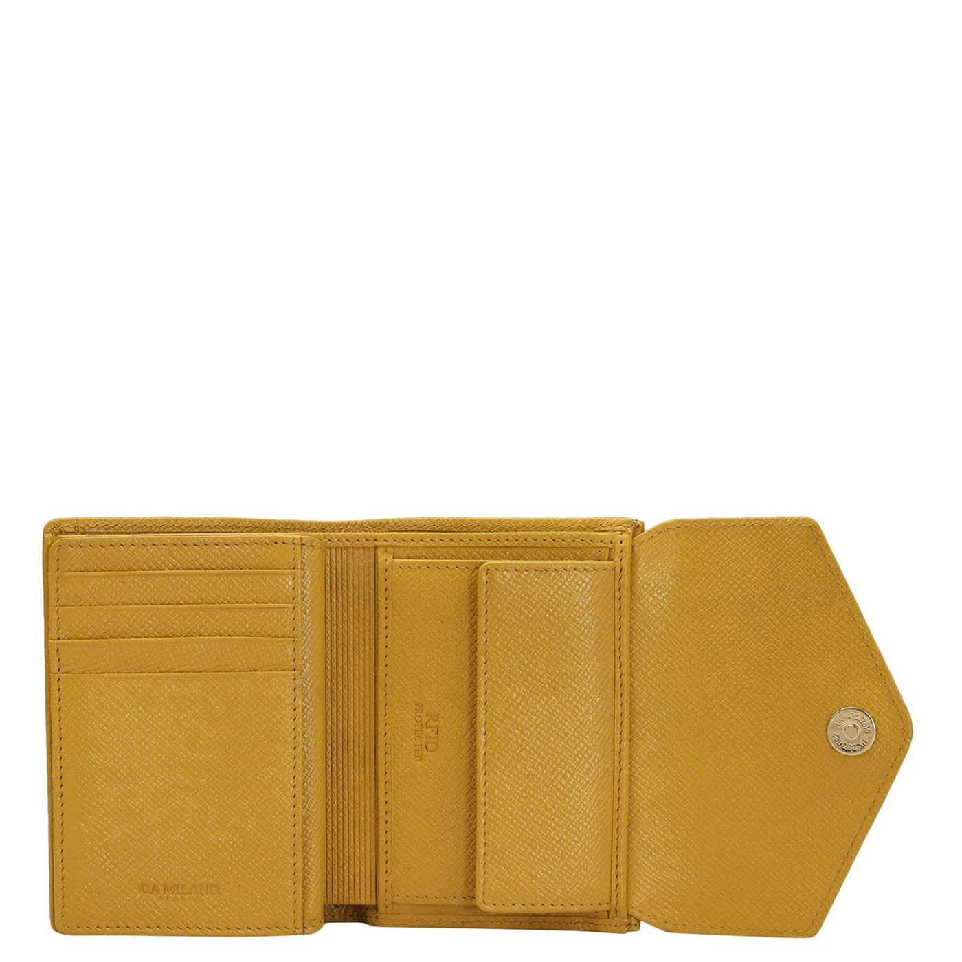 Monogram Leather Ladies Wallet - Mustard
