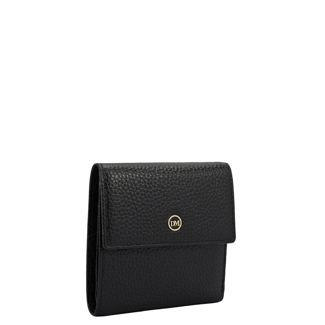 Wax Leather Ladies Wallet - Black