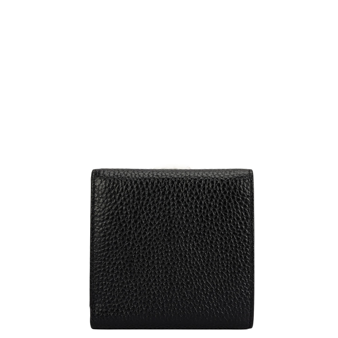 Wax Leather Ladies Wallet - Black