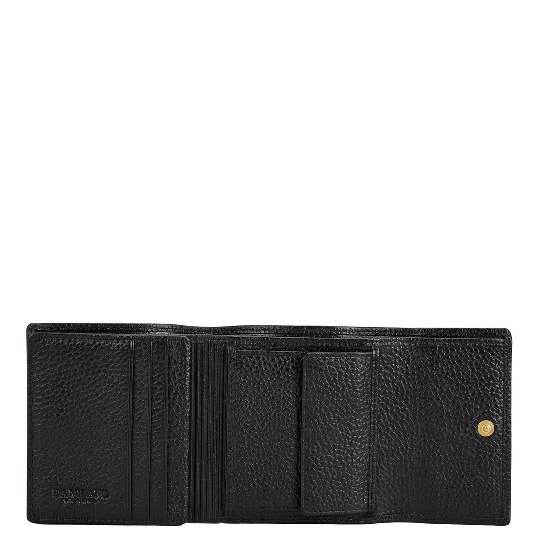 Wax Leather Ladies Wallet - Black
