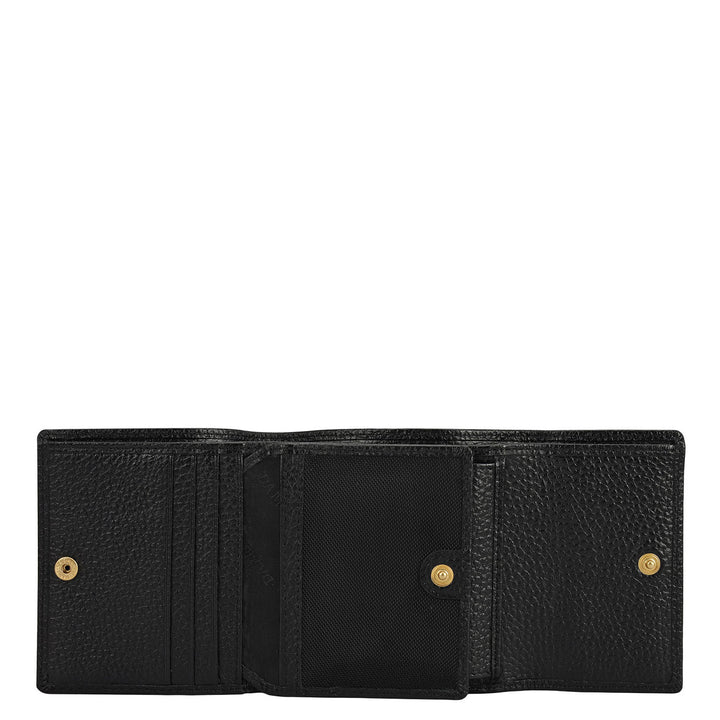 Wax Leather Ladies Wallet - Black