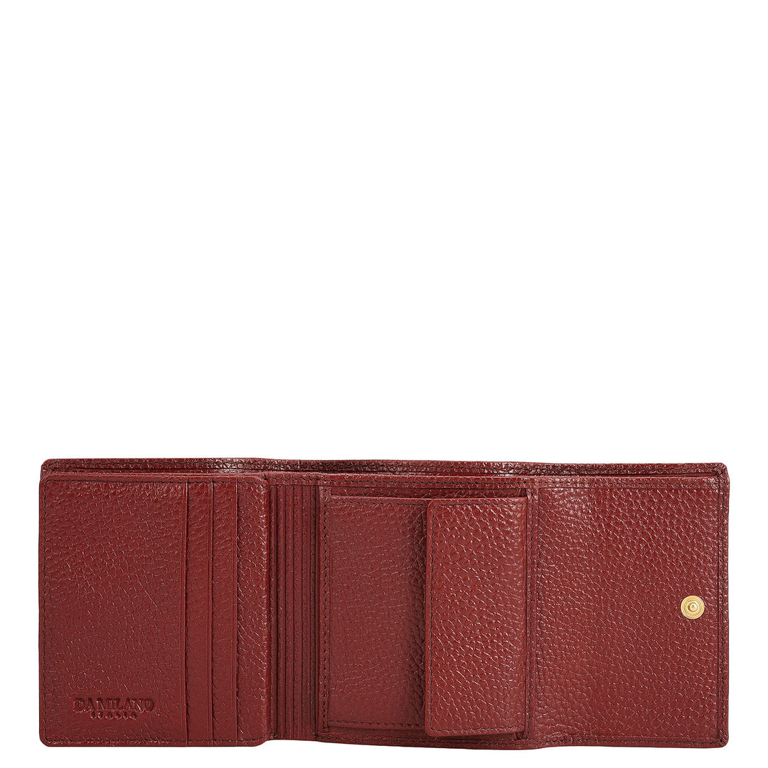Wax Leather Ladies Wallet - Cherry