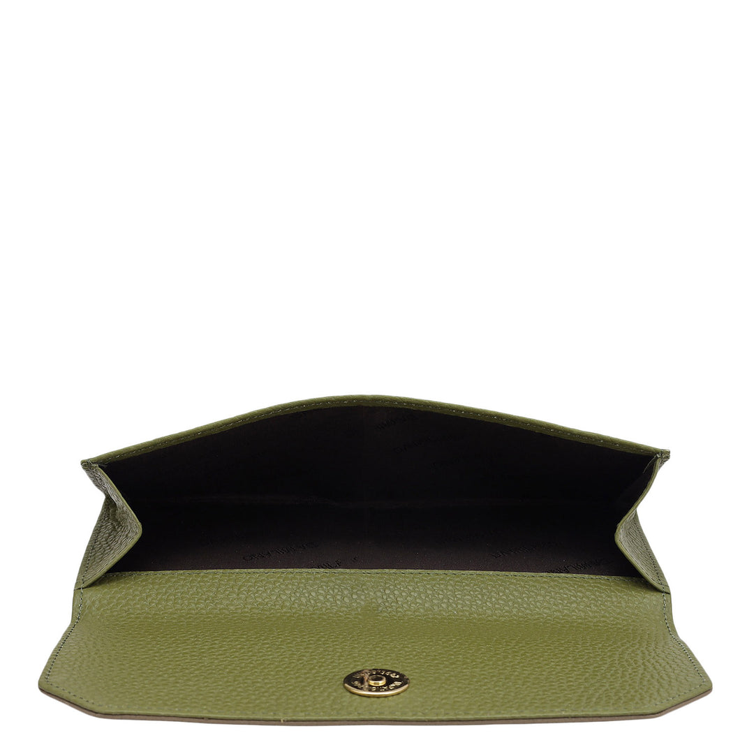 Wax Leather Ladies Wallet - Greyish Taupe & Fern