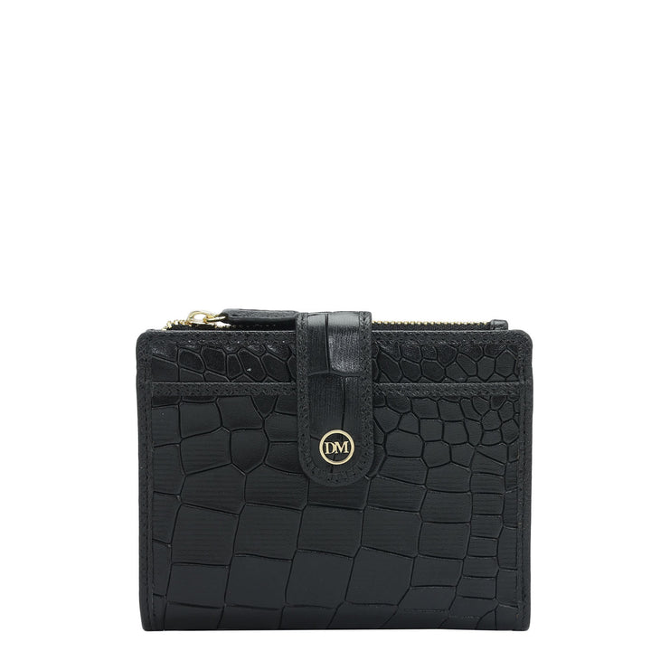 Croco Leather Ladies Wallet - Black
