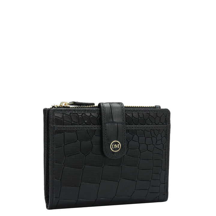 Croco Leather Ladies Wallet - Black