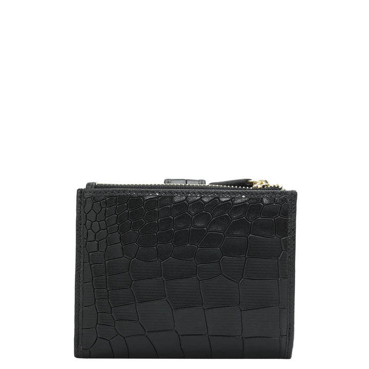 Croco Leather Ladies Wallet - Black