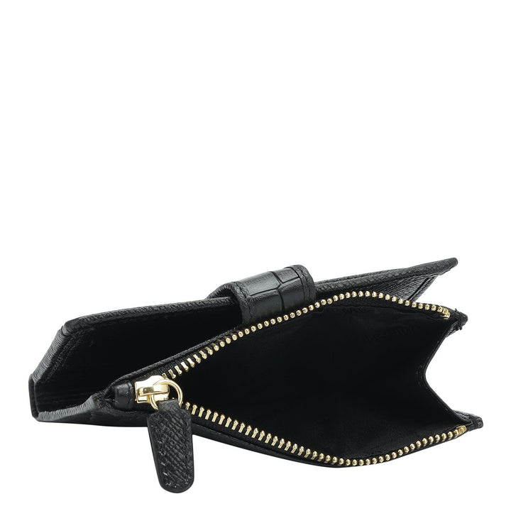 Croco Leather Ladies Wallet - Black