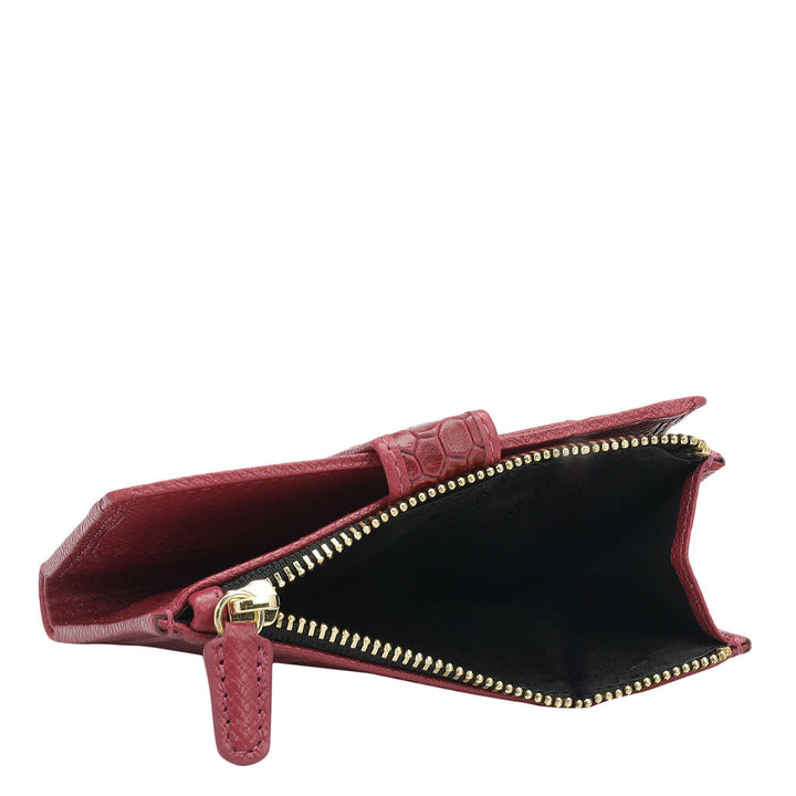 Croco Leather Ladies Wallet - Plumberry