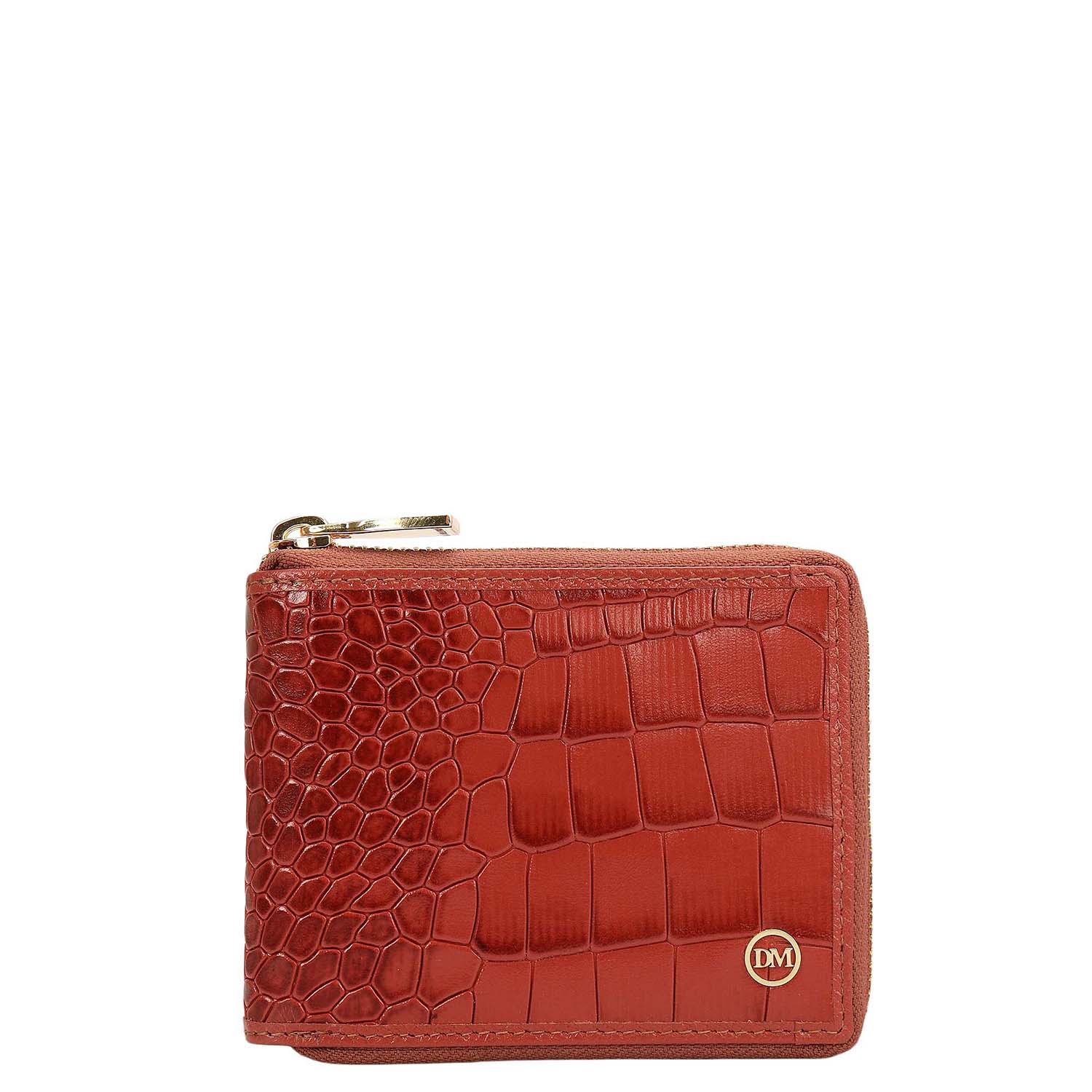 Croco Leather Ladies Wallet - Brick – Da Milano