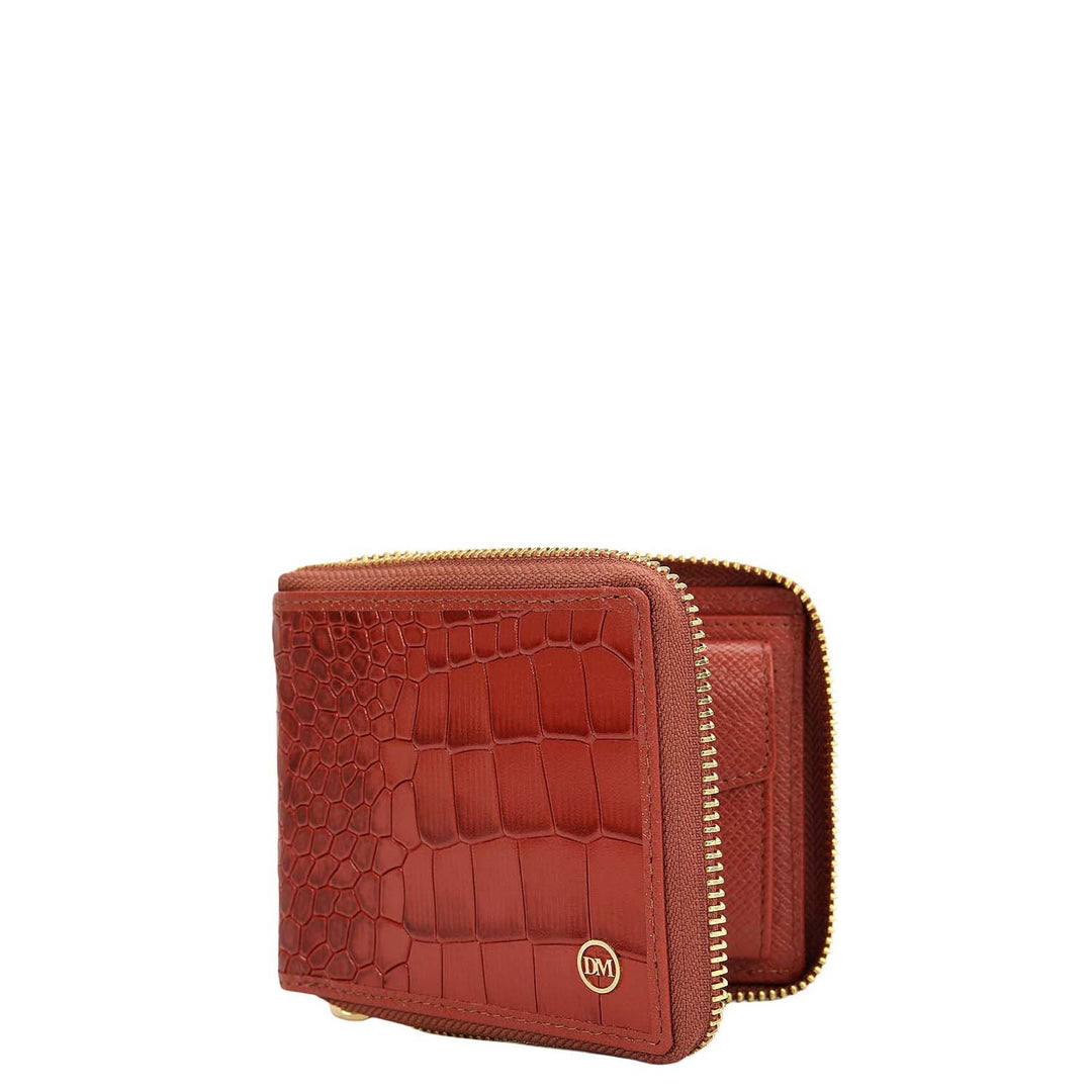 Croco Leather Ladies Wallet - Brick